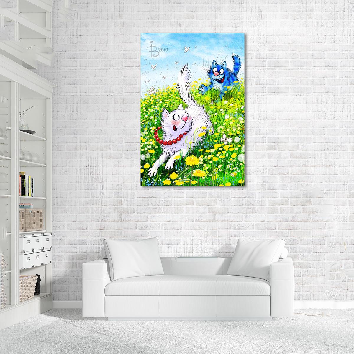 Модульная картина Догони кошечку! 1 модуль 40х60 см (_rinaz_2019192502)