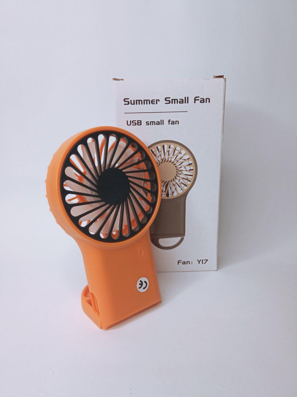 Вентилятор аккумуляторный с карабином USB Fan Orange (Y17)