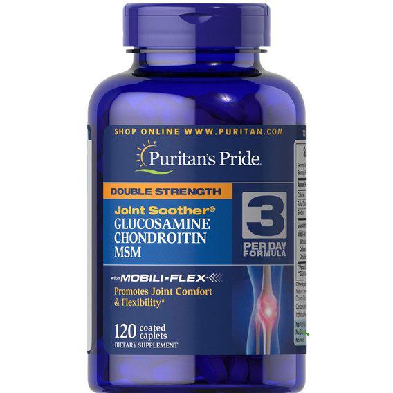 Препарат для суставов и связок Puritan's Pride Double Strength Glucosamine, Chondroitin & MSM 120 Caplets