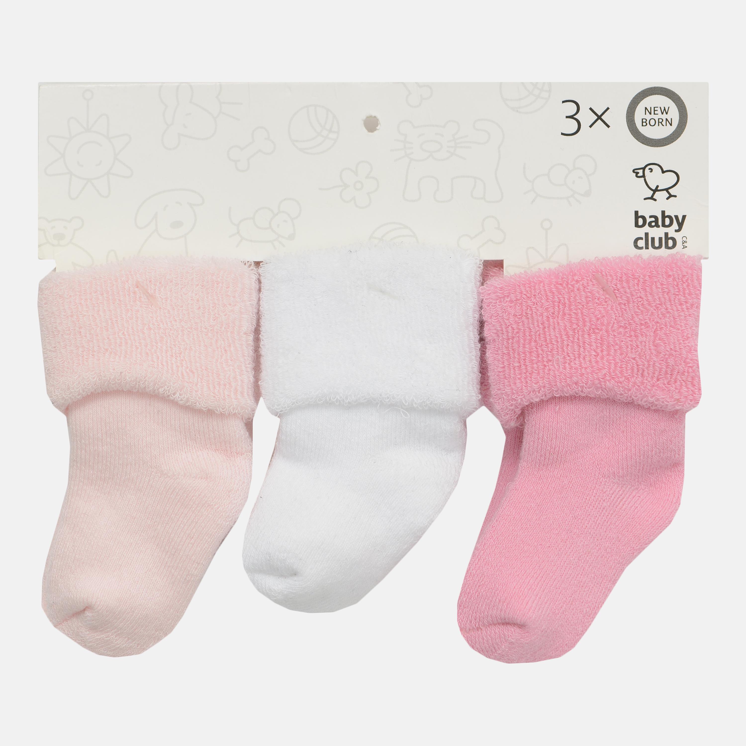 Носки C&A 3 пары р. 6,5-8 Розовый/Белый (3189164439600)