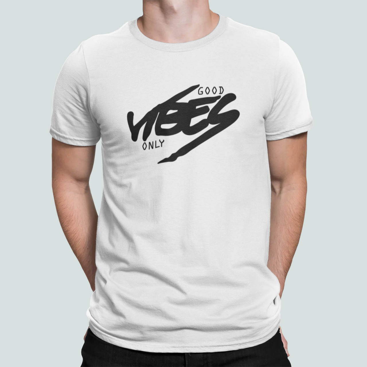 Футболка чоловіча Stedman з принтом "Good vibes only" XL Білий (ПН432-10)