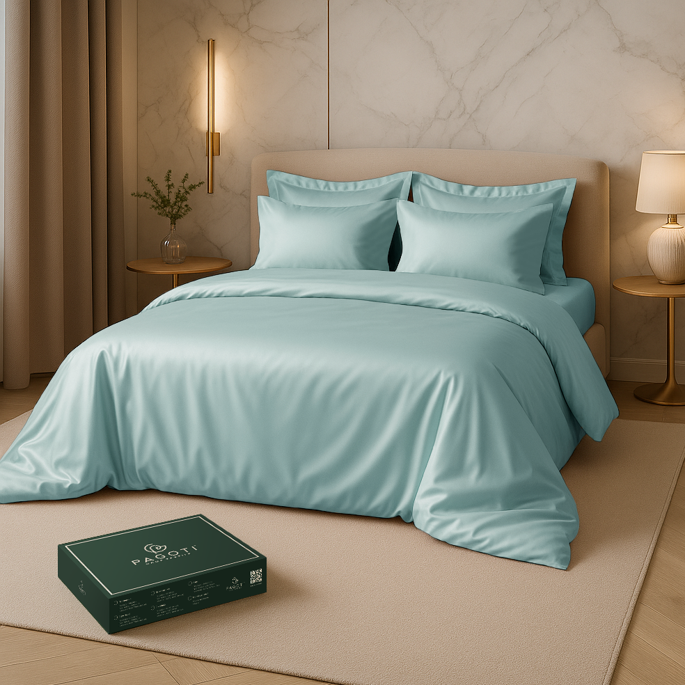 Комплект постільної білизни ліоцелл PAGOTI Aura євро 2х50х70/2х70х70 см Ментоловий - фото 1