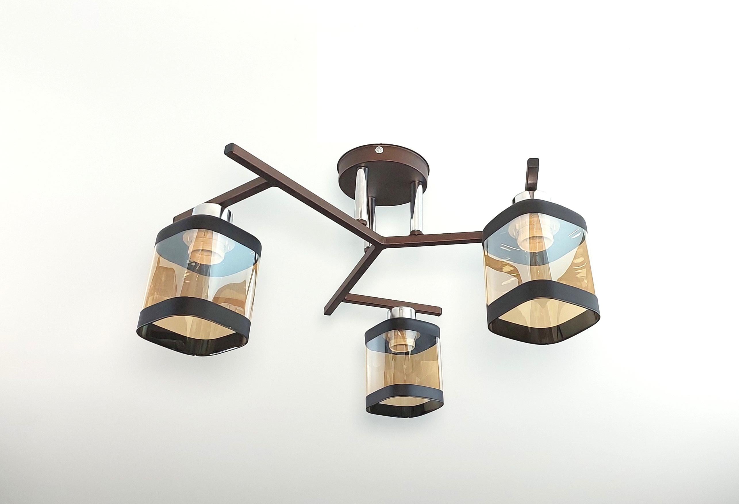 Люстра потолочная Лофт 3282/3 на 3 плафона металлическая Коричневый