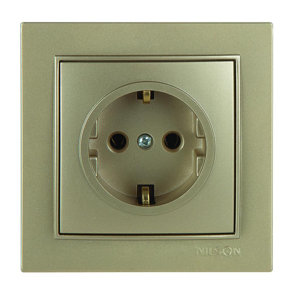 Розетка Nilson Thor одинарная с заземлением Золотой (27151017)