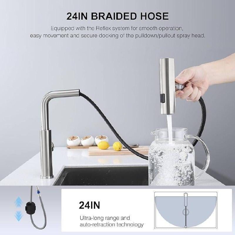 Смеситель для умывальника Epelli Multimodale satino с вытяжной воронкой (2226689005) - фото 6