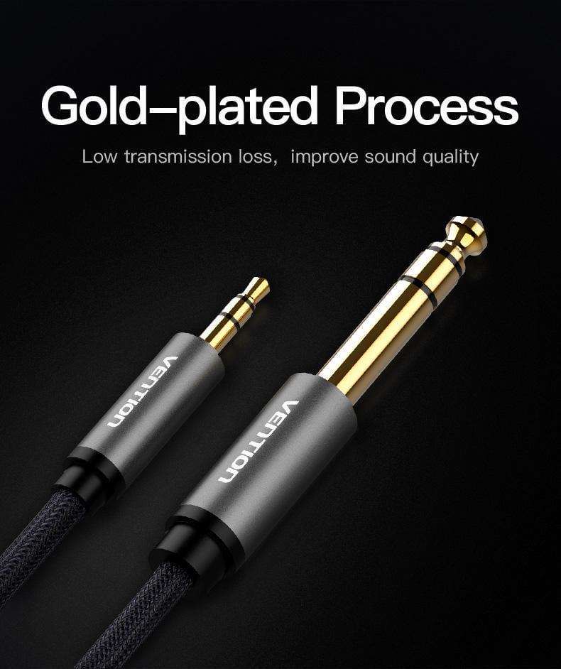 Кабель Vention 6.5 мм Jack-3.5 мм minijack HiFi стерео AUX на 6.35 мм в оплітці TRS 10 м Чорний (BAIHL) - фото 12