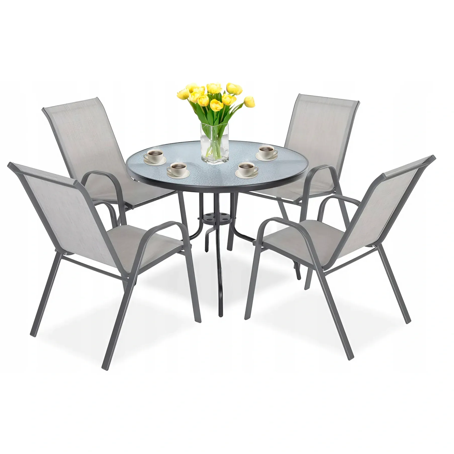 Комплект садовой мебели 4Points Arte-4 текстилен круглый стол 80 см/4 кресла Серый (DA-4PART4GR) Комплект садовой мебели 4Points Arte-4 текстилен круглый стол 80 см/4 кресла Серый (DA-4PART4GR)