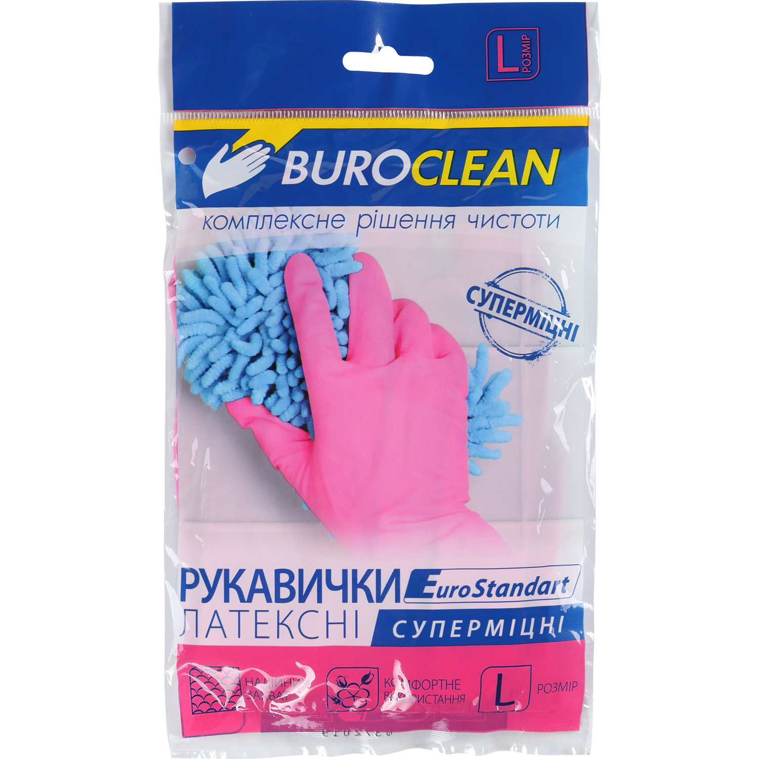 Хозяйственные перчатки BuroClean латексные суперпрочные L (10200305)