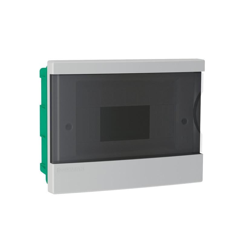 Щит розподільчий Neomax 8 модулів пластик 170x220x97 мм вбудований прозорі двері (NX4208)