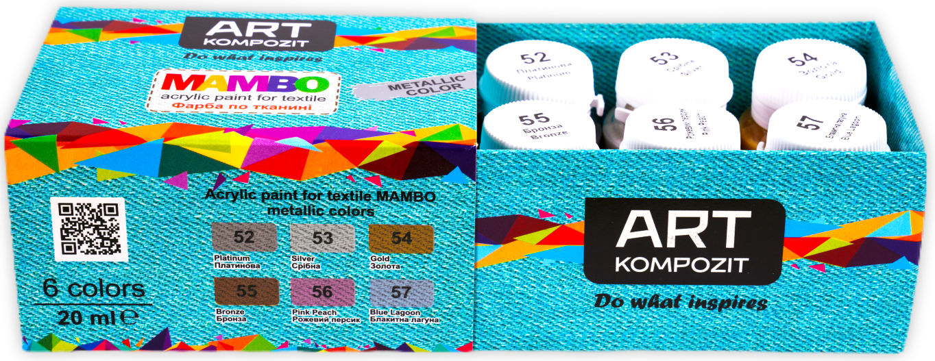 Краска по ткани ART Kompozit Mambo 6x20 мл Металлик