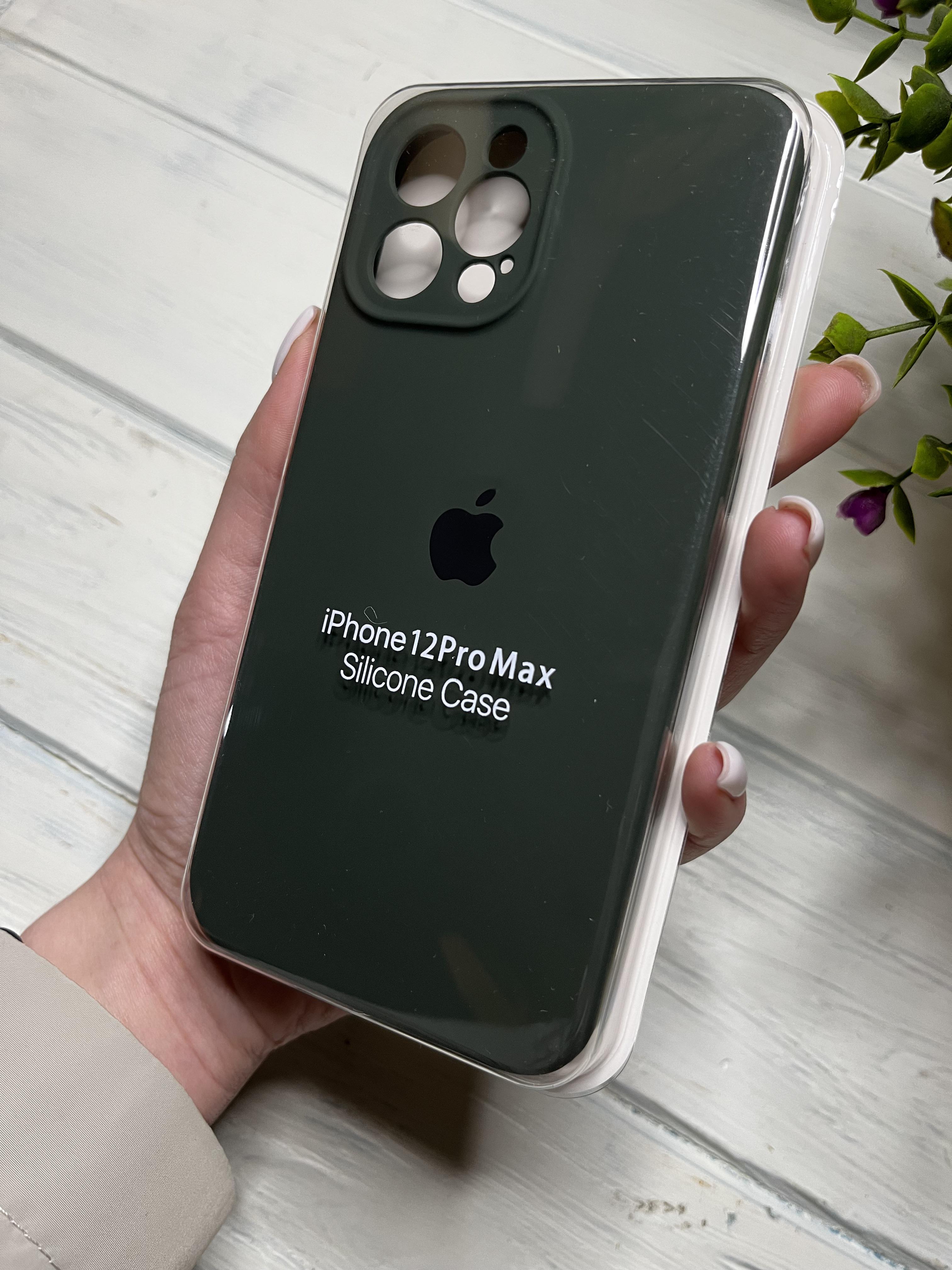 Чехол накладка на iPhone (Айфон) 12 Pro Max квадратные борта silicone case full camera Apple