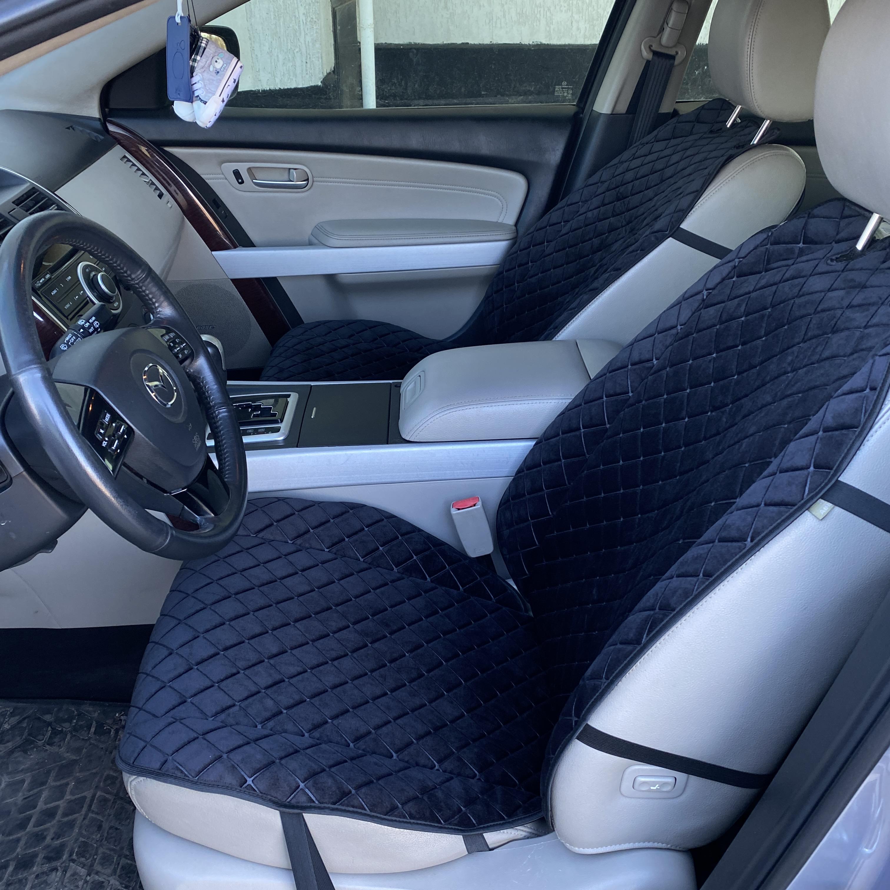 Накидка на сиденье с алькантары Lux Пайк Премиум+ Квадратный ромб 1 передняя Черный