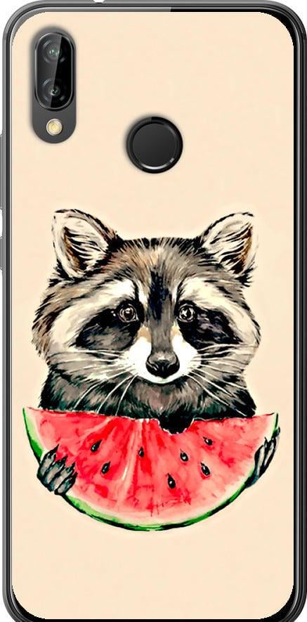 Чехол на Huawei P20 Lite Енотик с арбузом (4605u-1410-42517)