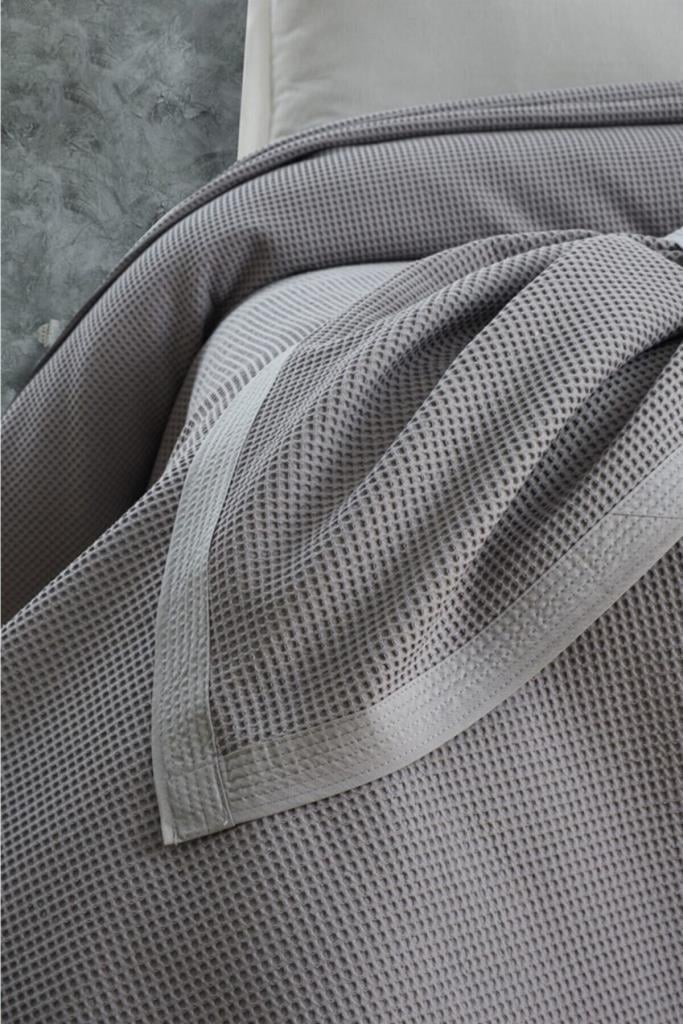 Покрывало-пике Bysungur из хлопка 240х260 см Серый (29014272) - фото 2 Покрывало-пике Bysungur из хлопка 240х260 см Серый (29014272) - фото 2