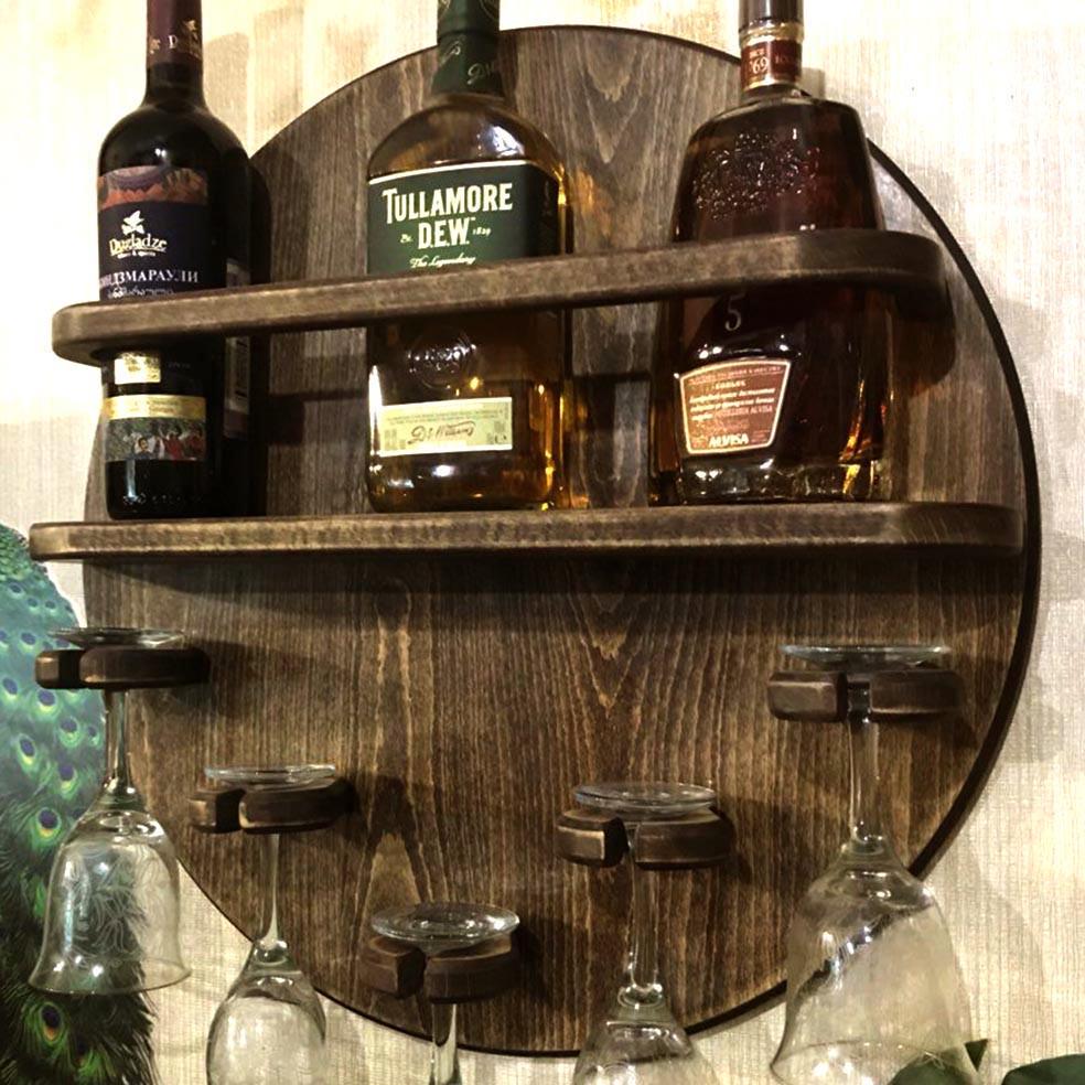 Полка для вина настенная из дерева Фукугава Мустанг (ПНК-011709)