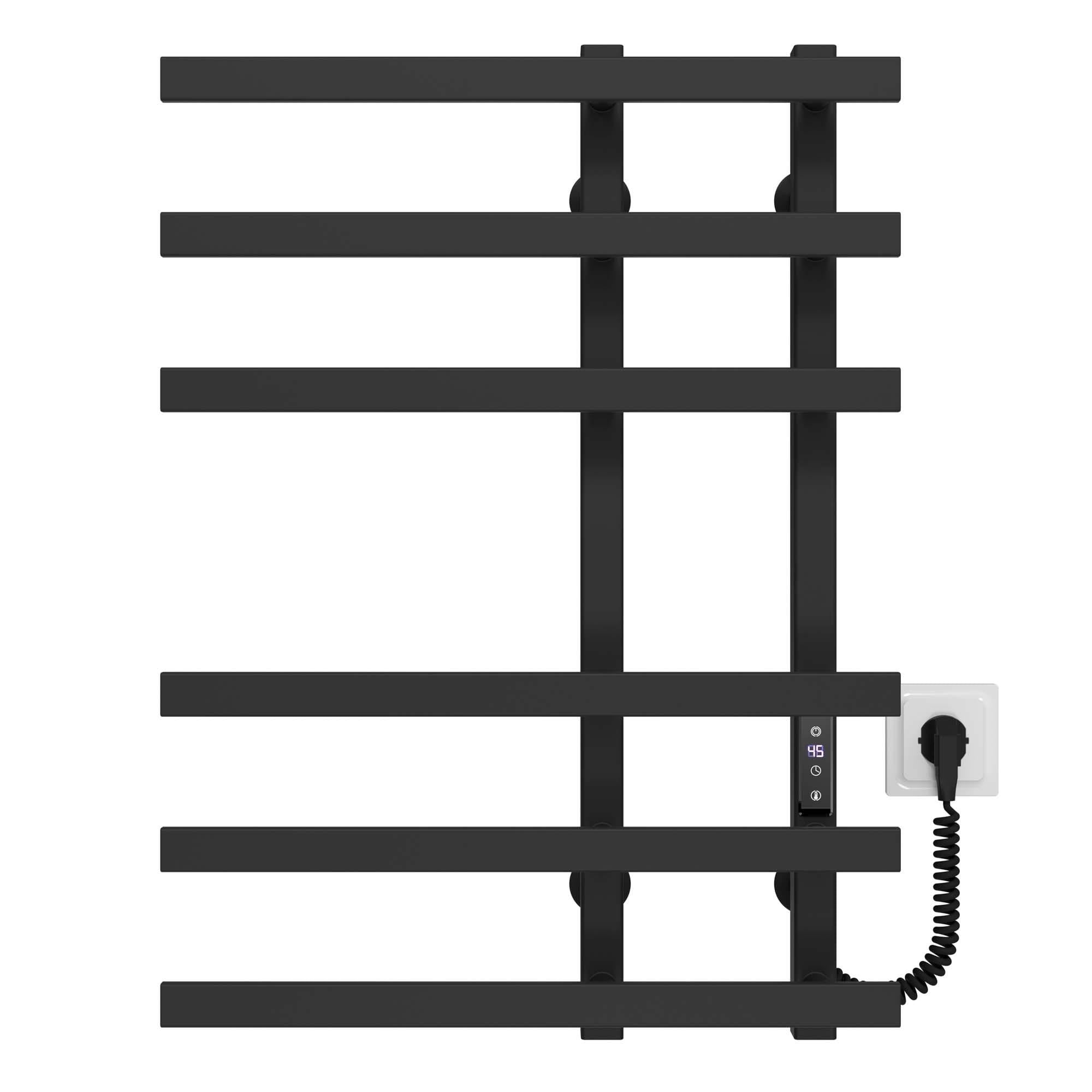 Полотенцесушитель электрический Deffi Atena П6 JD04 правое подключение нержавеющая сталь 150х700 мм Черный (A.AT.70.15.6.EBR2)