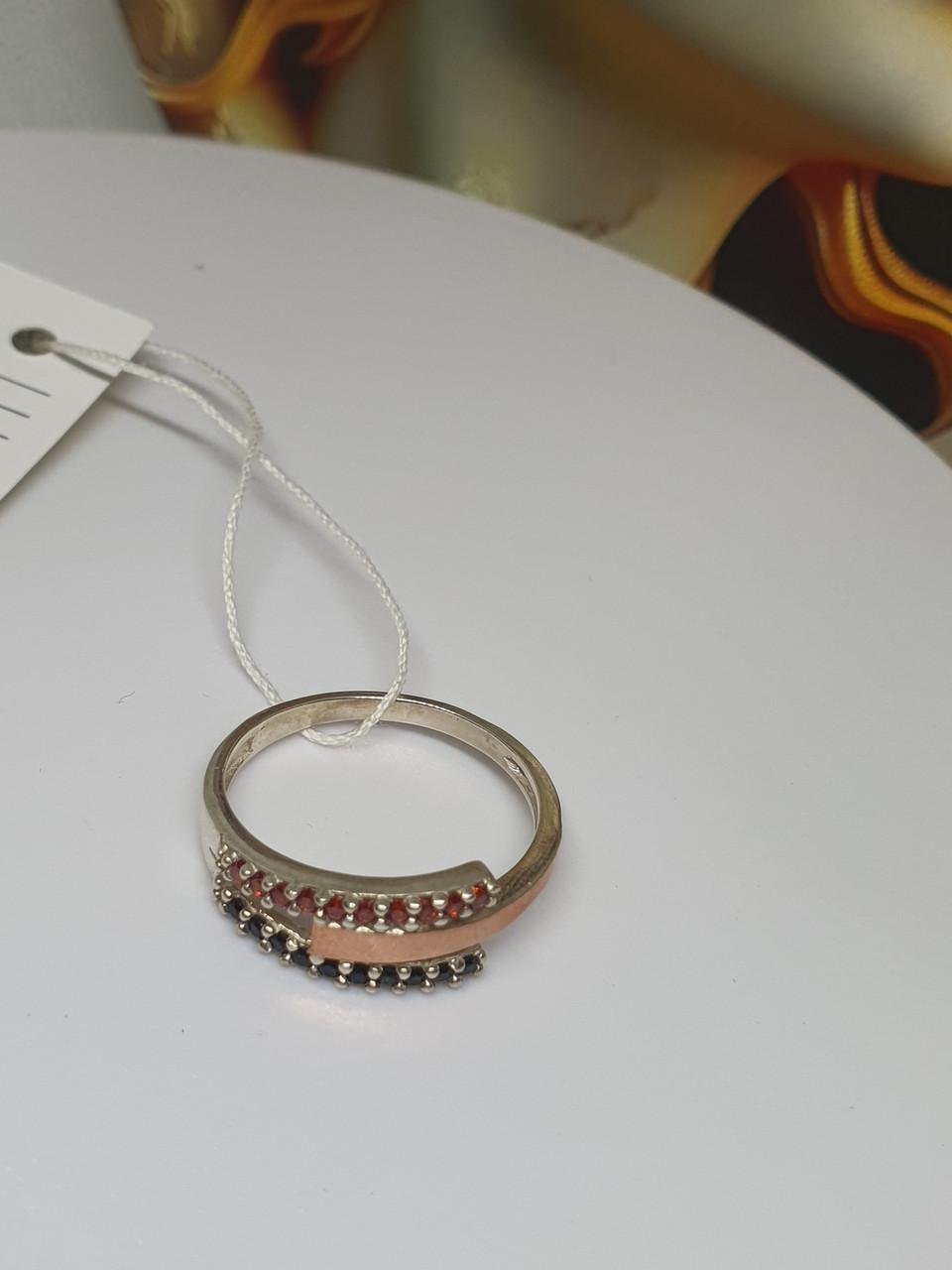 Кольцо серебряное с накладками золотое Алиса р. 19,5 375/925 проба Черный (29954942) - фото 2