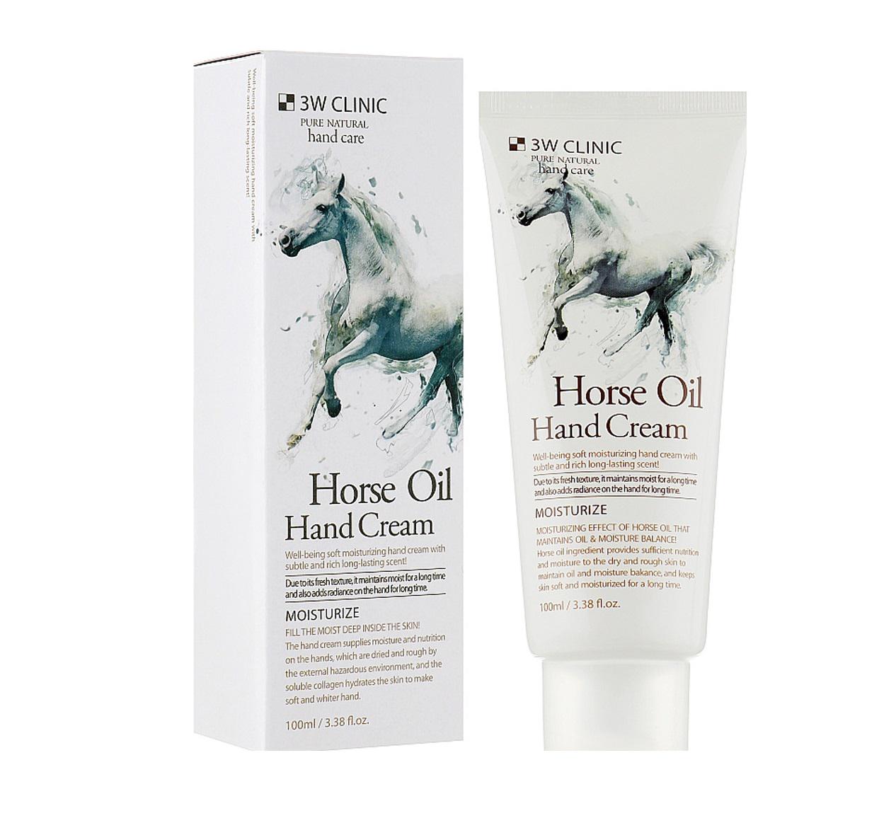 Крем для рук с лошадиным жиром Horse Oil Hand Cream 3W Clinic увлажняющий 100 мл (8809338562585) - фото 2