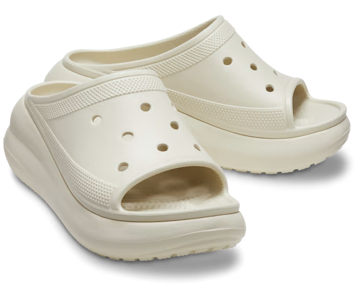 Шльопанці жіночі утеплені Crocs Classic Crush Platform Slide р. 40-41 Бежевий (17338)