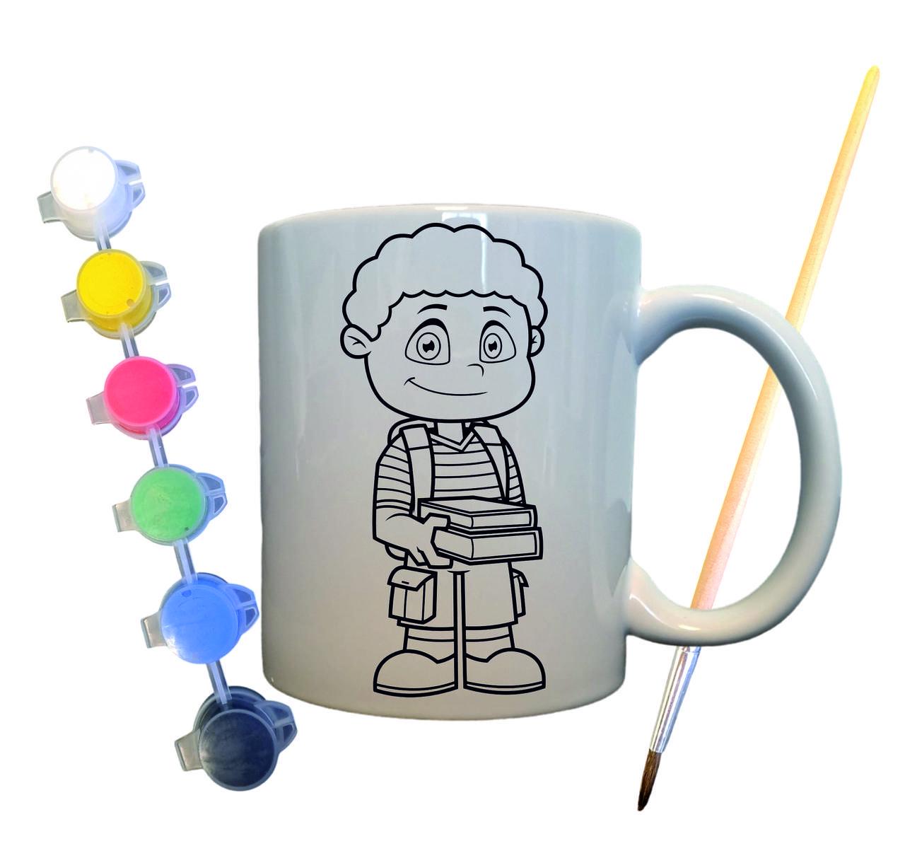 Набор для творчества кружка раскраска Школьник 330 мл Белый (КР0003)