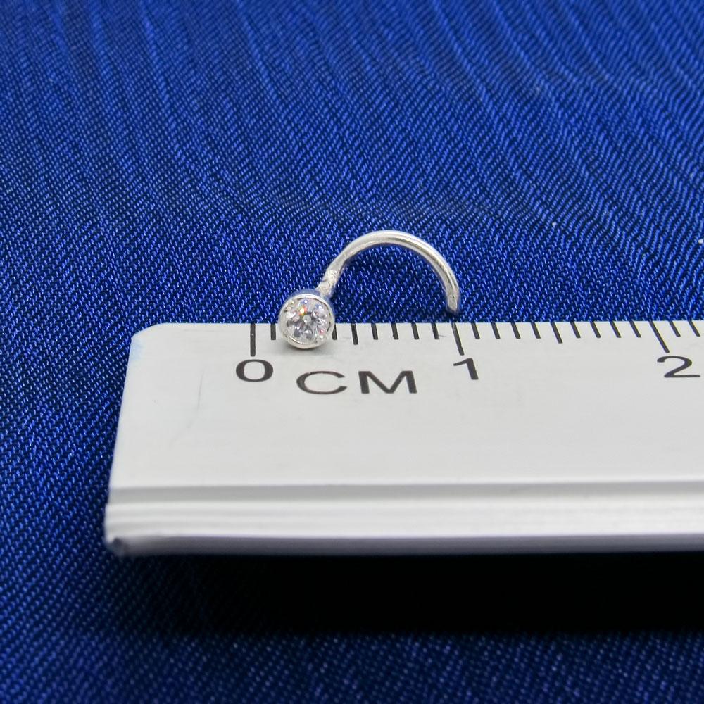 Серебряный нострил пирсинг в нос Круглый камушек (1372767089) - фото 4