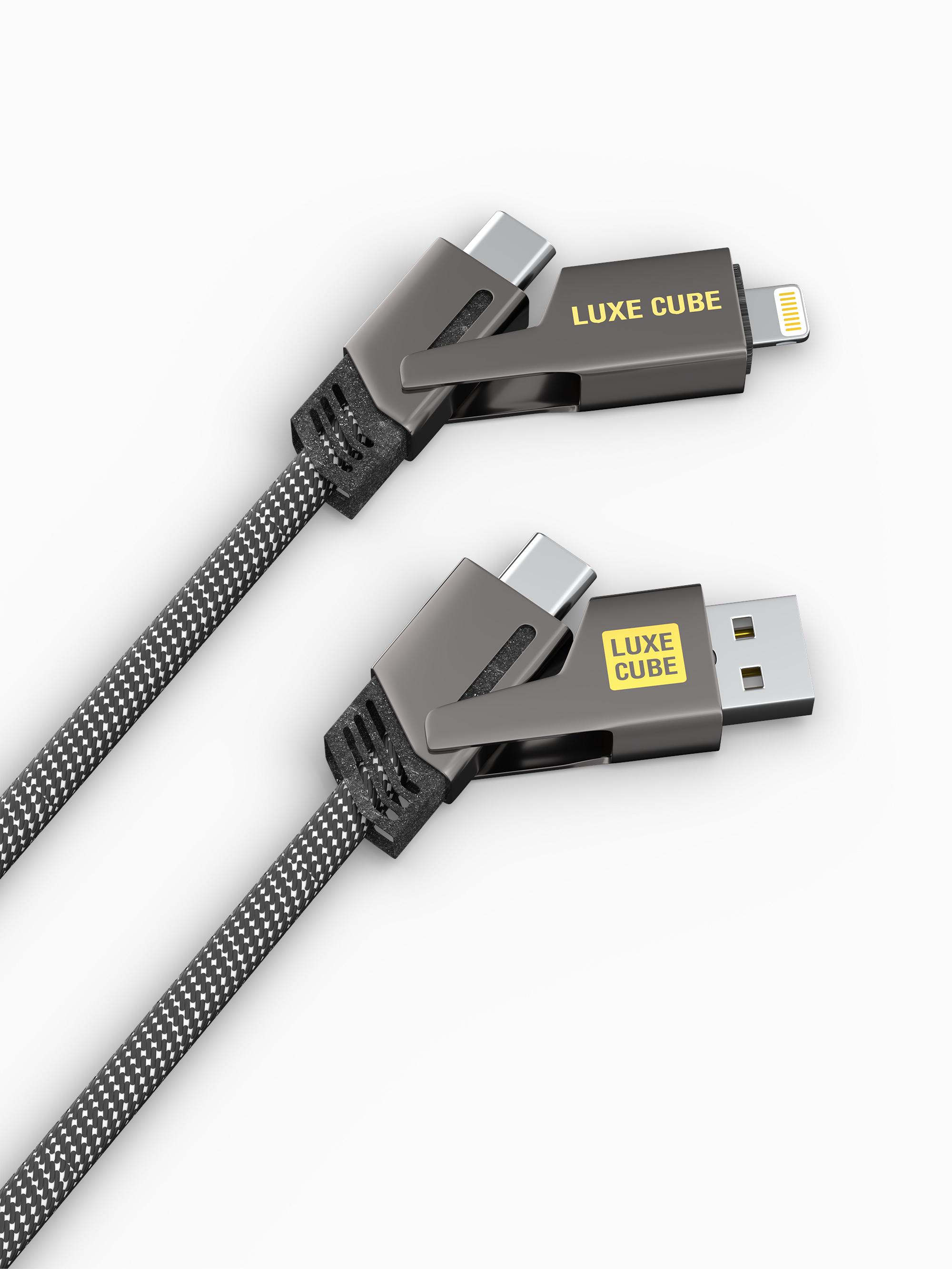 Кабель Luxe Cube ARMORED Type-C/USB/Lightning 4в1 60W 1 м Серый (20316795) - фото 1