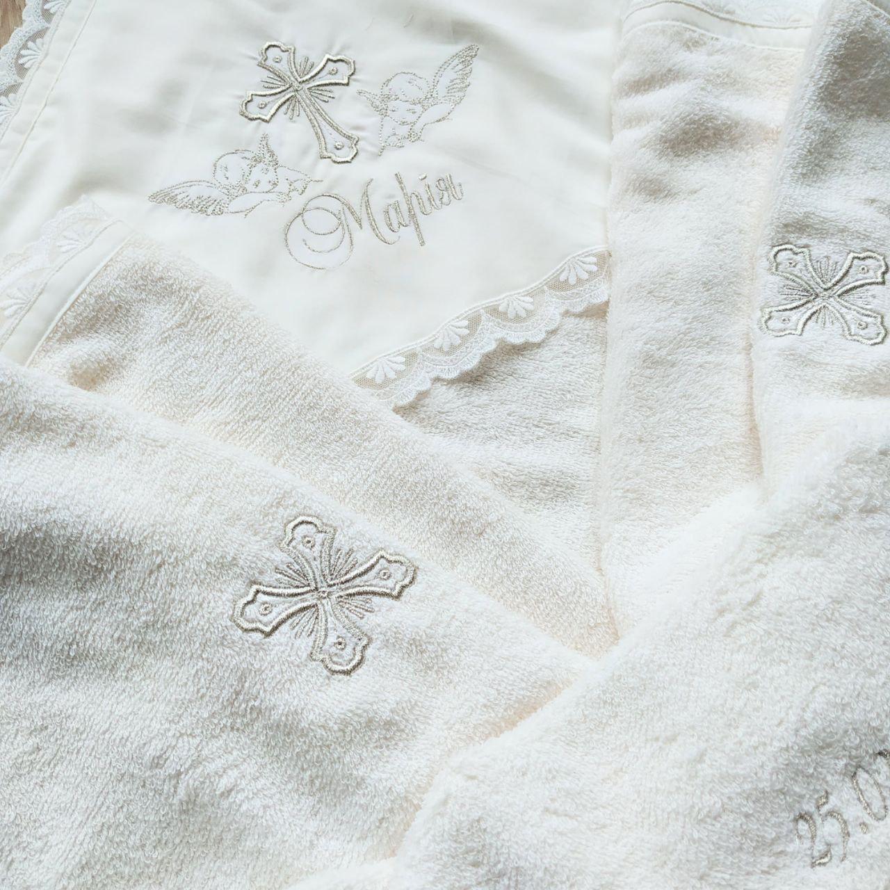 Набір для хрещення іменний Ніжність махрова крижма/мішечки для локону та зберігання (2172846196) - фото 7