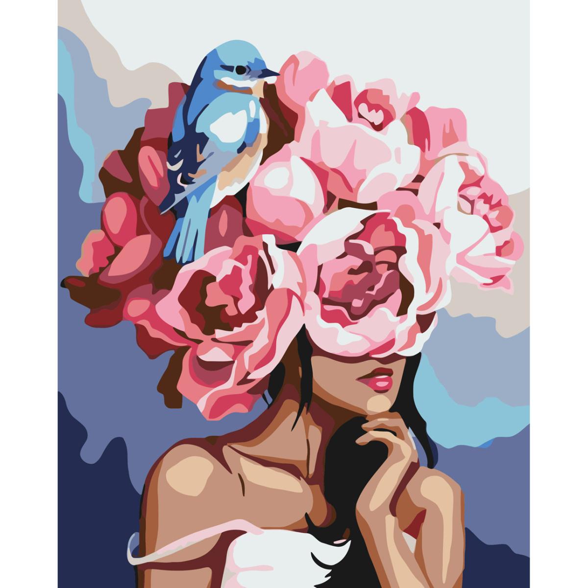 Картина по номерам Strateg Премиум Птица в пионах 30x40 см (SS-6491)