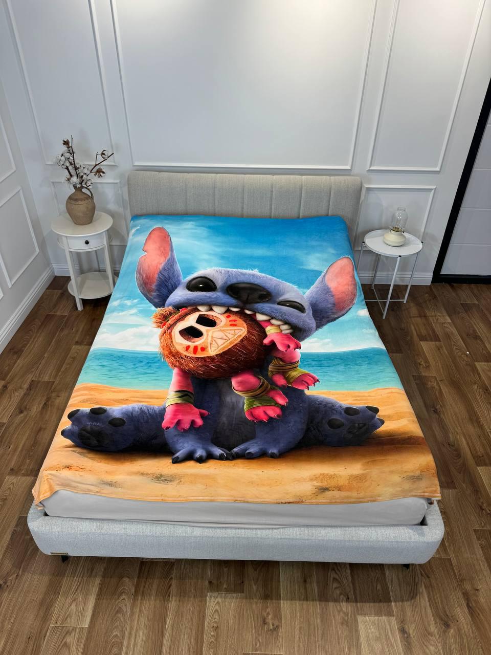 Плед плюшевый с 3D рисунком Стич 1 велюр 135х160 см (14660В)