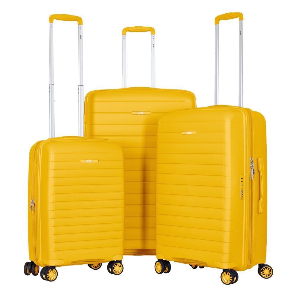 Комплект чемоданов 2E Aero 2E-SPP-AERO-SET3-AY полипропилен TSA-замок 4 колеса L/M/S 3 шт. Янтарно-желтый (642456)