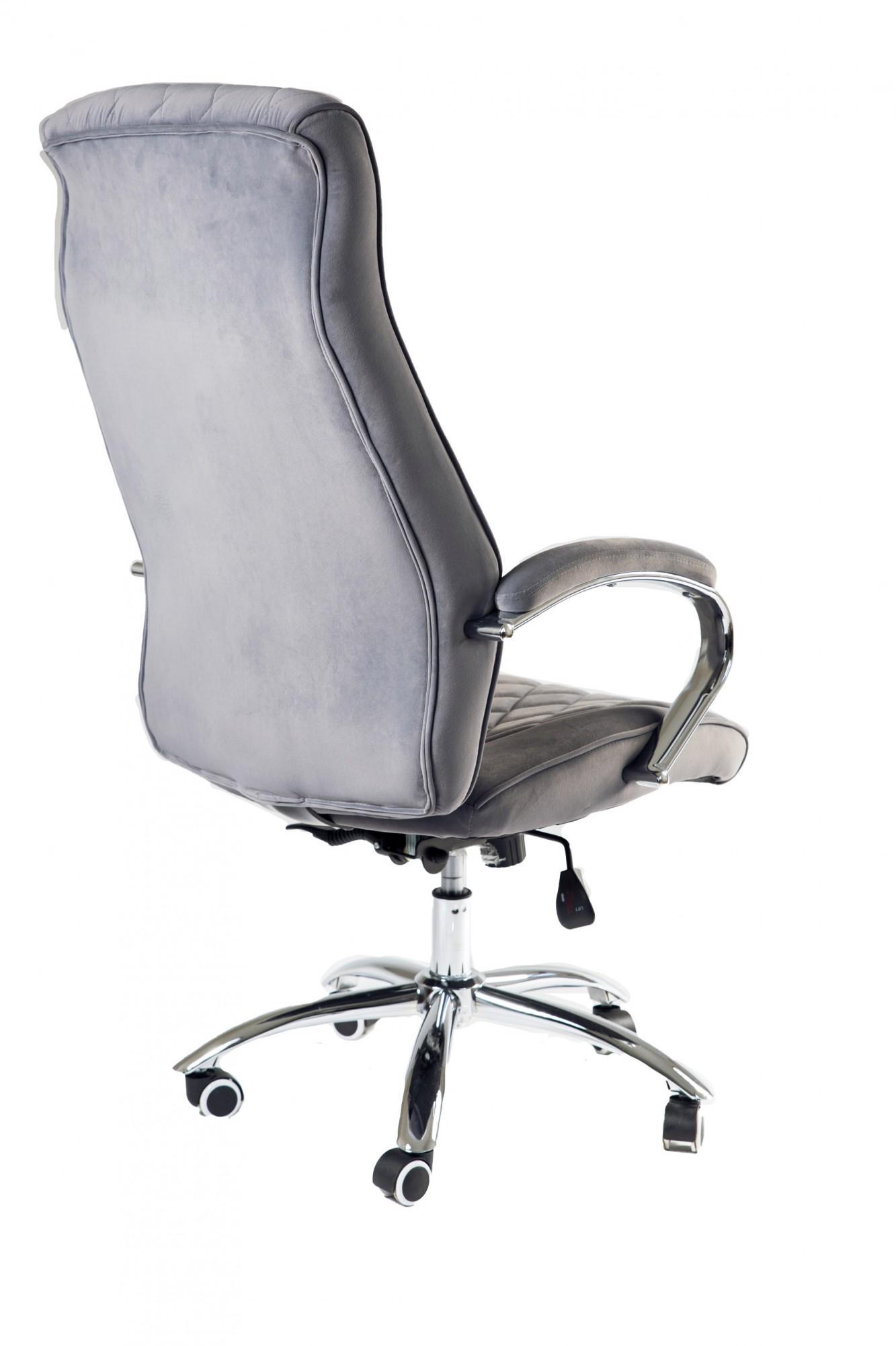 Кресло офисное компьютерное ApolloDesign хром Anyfix Экозамш Серый - фото 3
