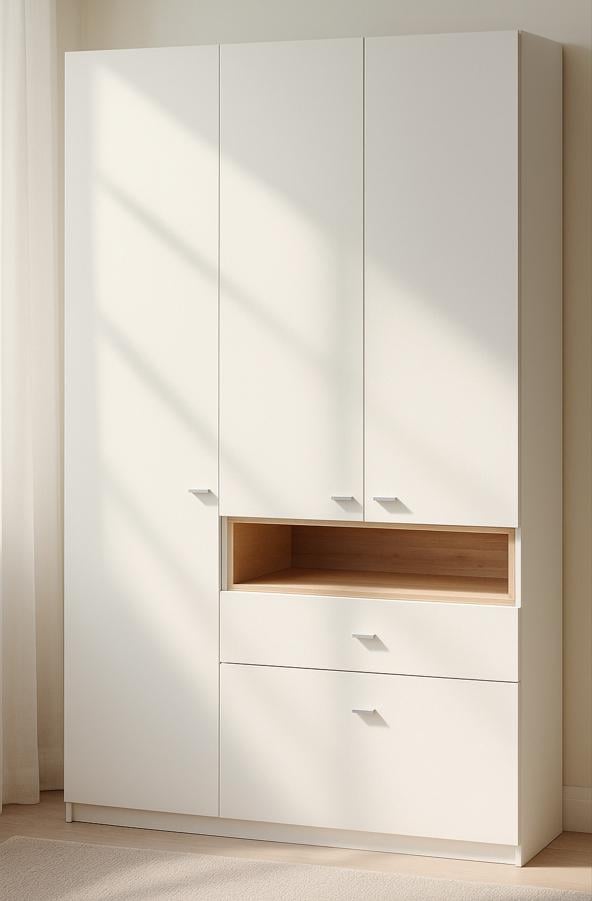 Шафа для одягу Майстер Форм Тетріс лівостороння 1320х376х2000 мм Німфея альба/Крафт золотий (33105)