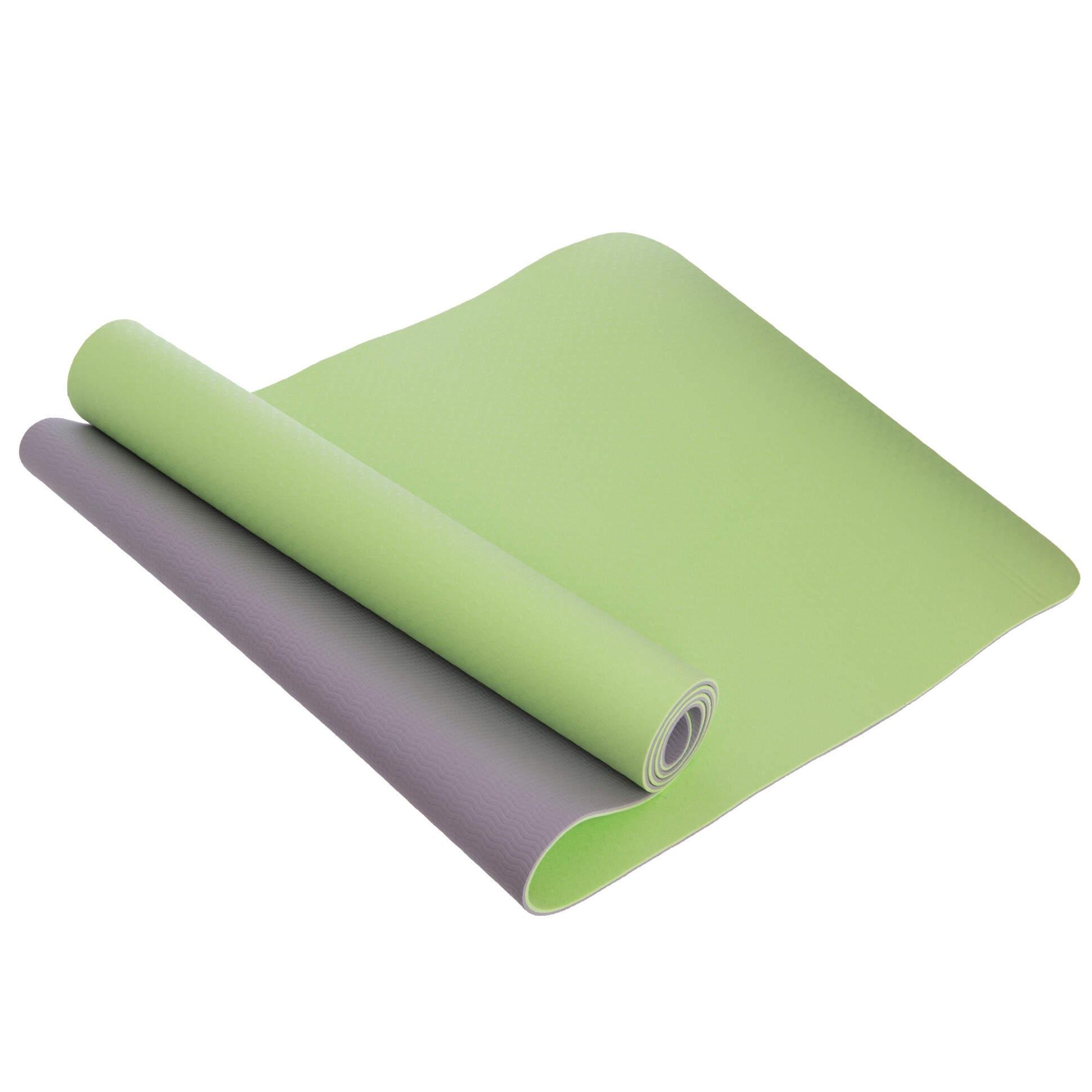 Килимок для фітнесу та йоги Yoga Mat ZEL FI-3046 2x-шаровий Салатовий/Темно-сірий