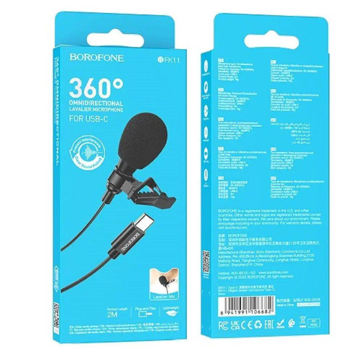 Микрофон Borofone BFK11 Elegant lavalier microphone Type-C 2 м Black (20359364) - фото 3