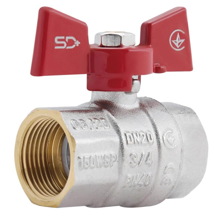 Кран шаровой Thermo Alliance Standart 3/4" ВВ прямой PN40 бабочка (SD602NW20PN40)
