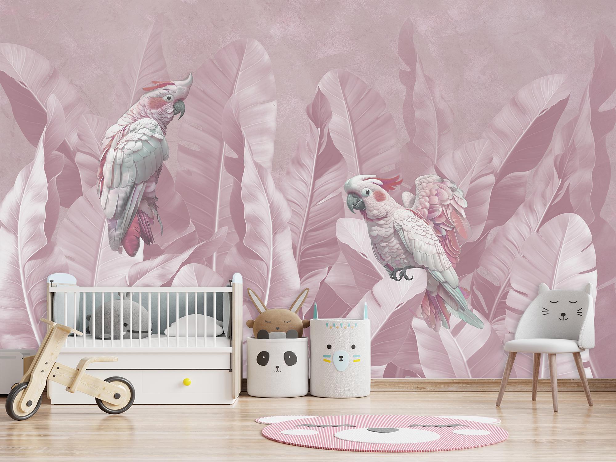 Фотообои флизелиновые Попугаи в пальмовом листе 210х315 см (SPF-124/5)