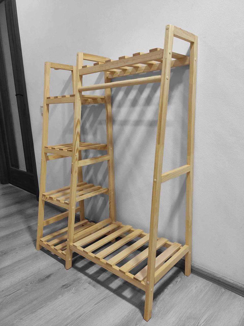 Вешалка-стойкая для одежды напольная деревянная с полками (2603011347) - фото 2 Вешалка-стойкая для одежды напольная деревянная с полками (2603011347) - фото 2