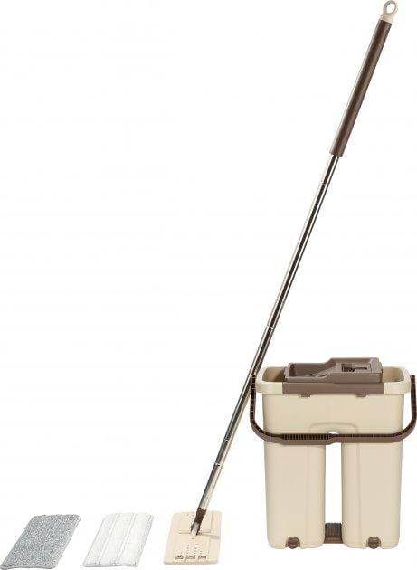 Комплект для уборки универсальный из ведра и швабры с отжимом для пола EasyMop Бежевый/Фиолетовый (10-12-43015)