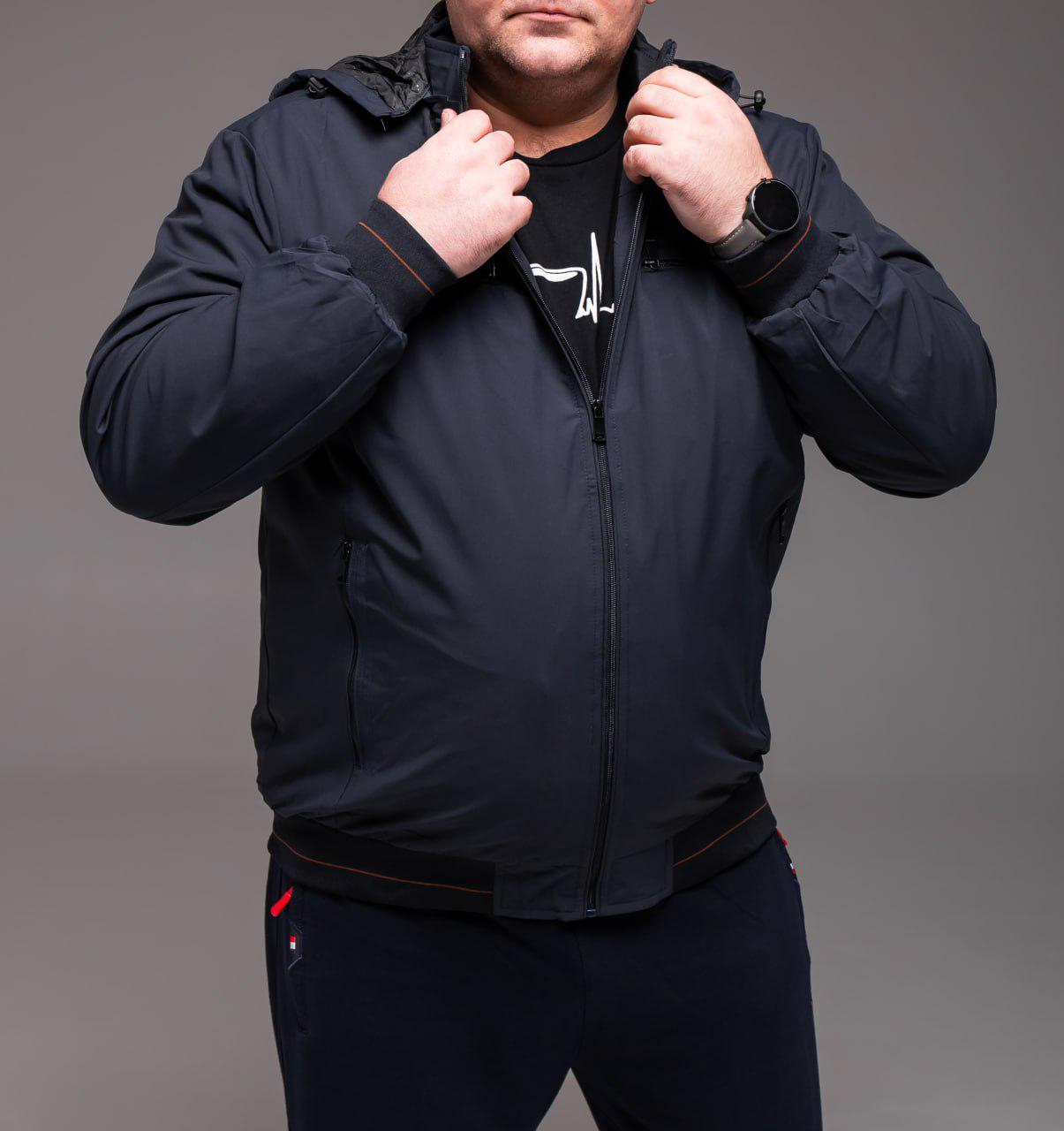 Ветровка мужская демисезонная батал р. 64 Синій (2428/1/3) - фото 4