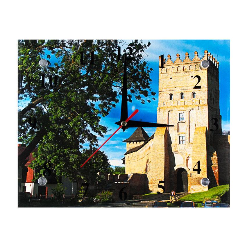 Годинник настінний Види України Луцький Замок Любарта Дерево 21х26х5 см (21348)