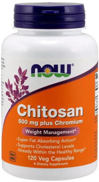 Добавка натуральная Хитозан NOW Chitosan Plus Chromium 500 мг 120 капсул
