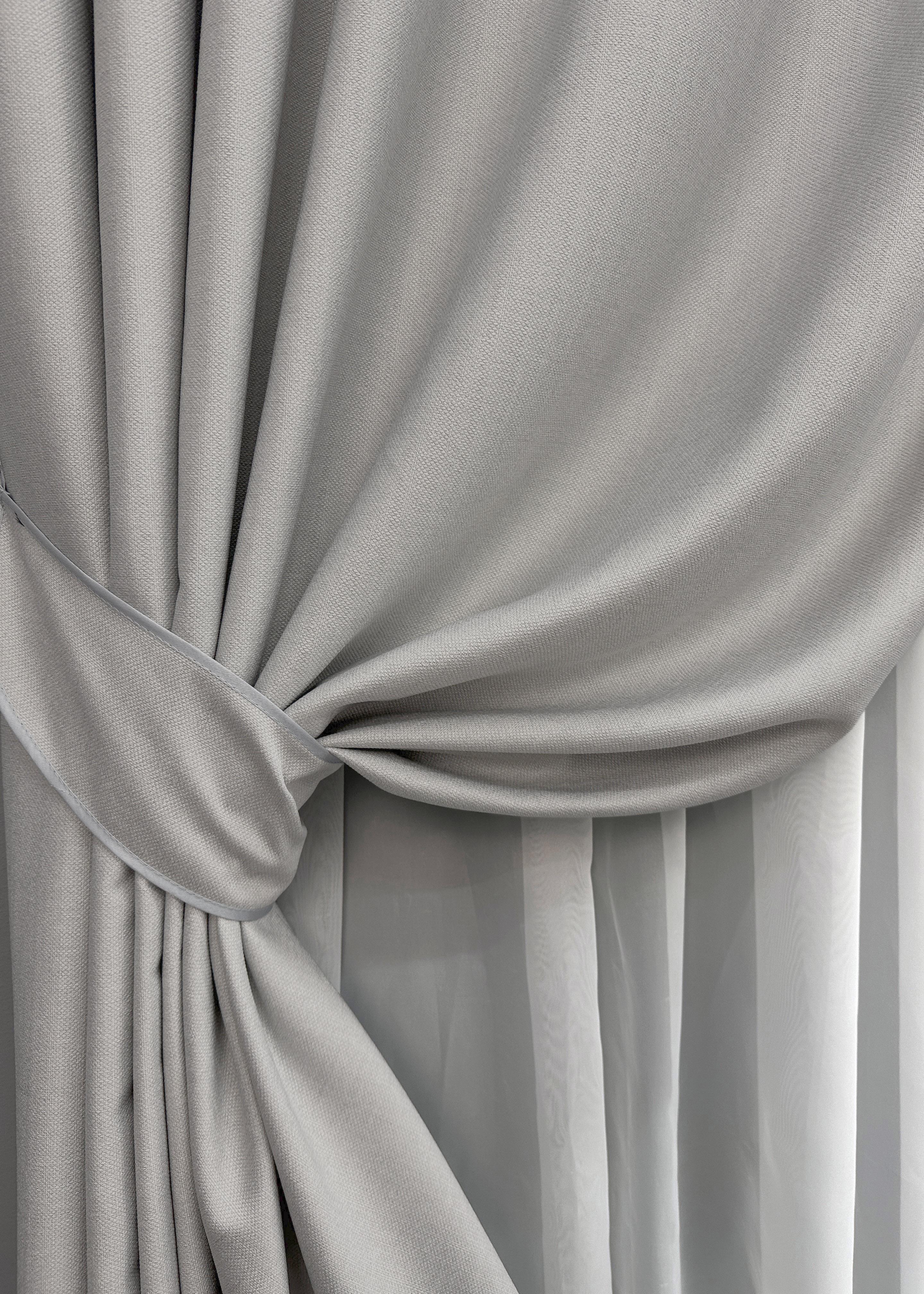 Комплект готових штор VR-Textil Шеніл однотонний №1690ш 150х270 см 2 шт. Попелястий (33-0585) - фото 4