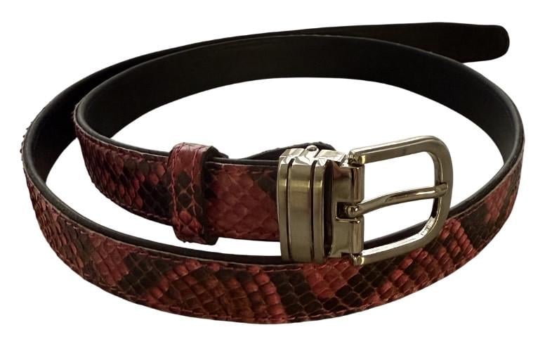 Ремінь жіночий із натуральної шкіри пітона рожевий механіка Ekzotic leather (snb01_3)