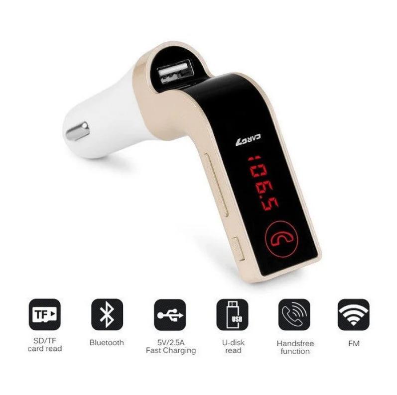 Трансмітер FM автомобільний Bluetooth USB/MP3/AUX зі слотом для micro SD Золотий - фото 3