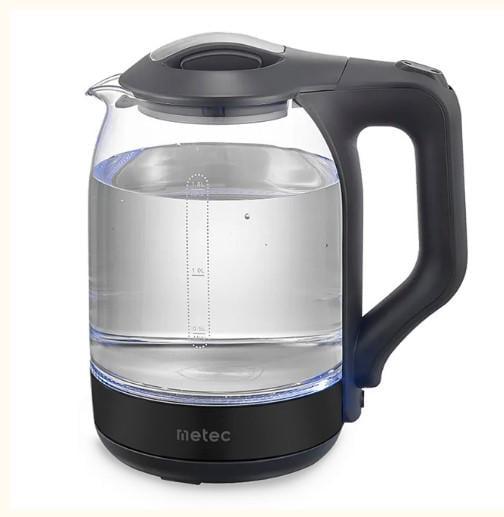 Електрочайник Metec EK-01GB дисковий скло 1500W 1,8 л Чорний (УТ000093428)