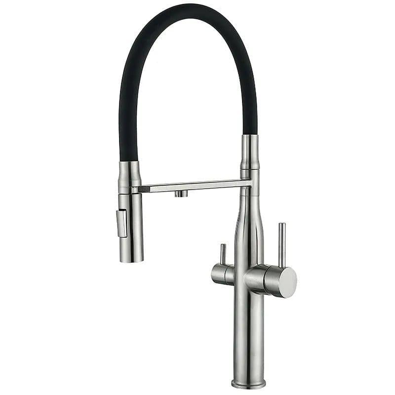 Смеситель для кухни MIXXUS VTM-021 с гибким изливом из нержавеющей стали SUS304 с выходом для питьевой воды Refl Black (MI6087)