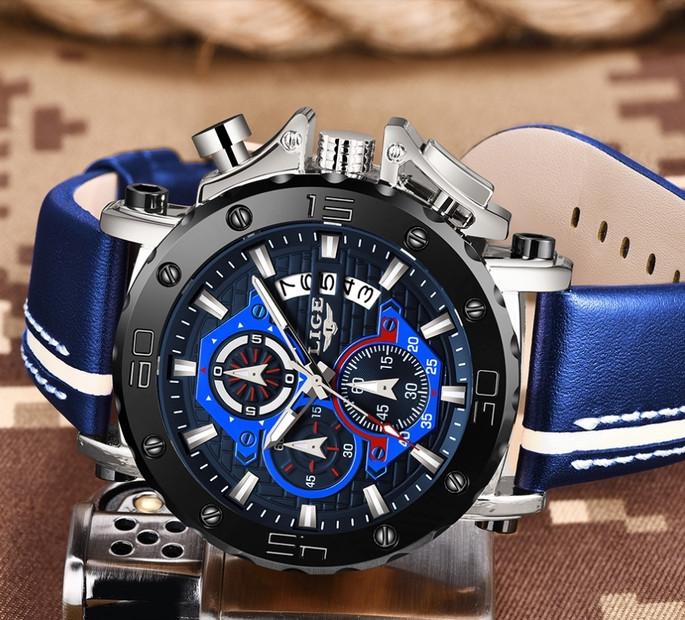 Наручные часы Lige Bali Blue с секундомером (1324796091) - фото 6