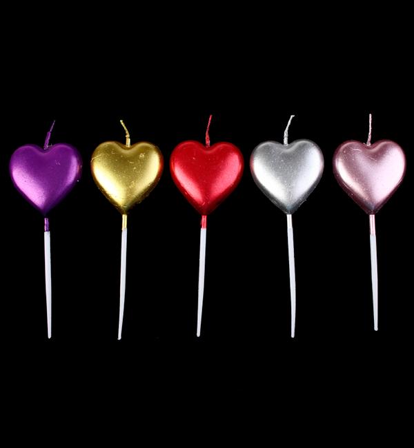 Свечи в торт Heart набор 5 шт. Ассорти