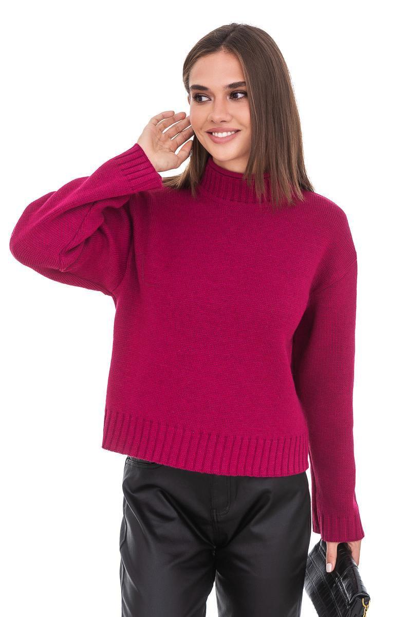 Свитер женский SVTR с воротником-стойкой р. 50-52 Малиновый (511) - фото 2 Свитер женский SVTR с воротником-стойкой р. 50-52 Малиновый (511) - фото 2