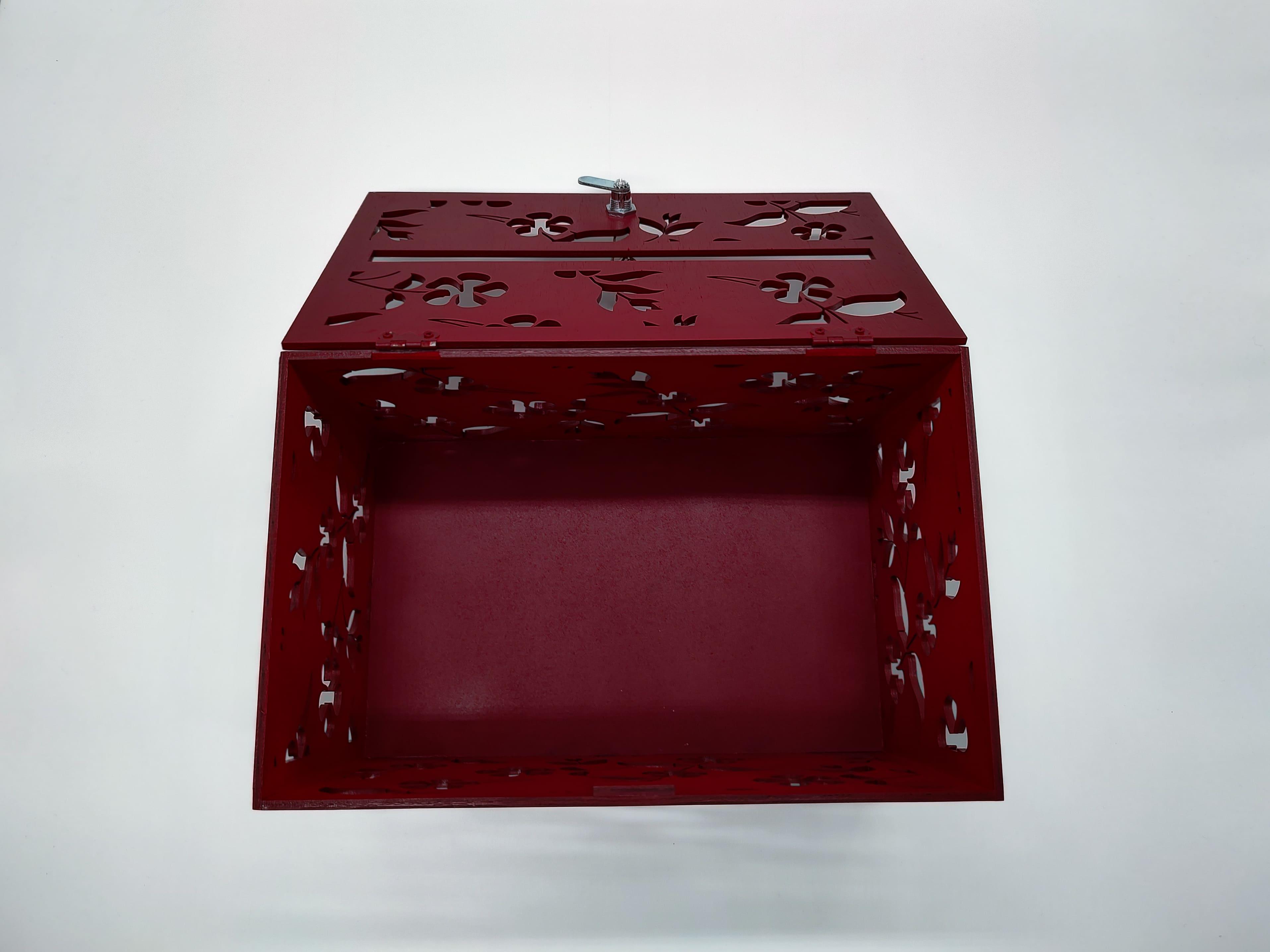 Ящик свадебный для денег Цветы L Бордовый (27208619)